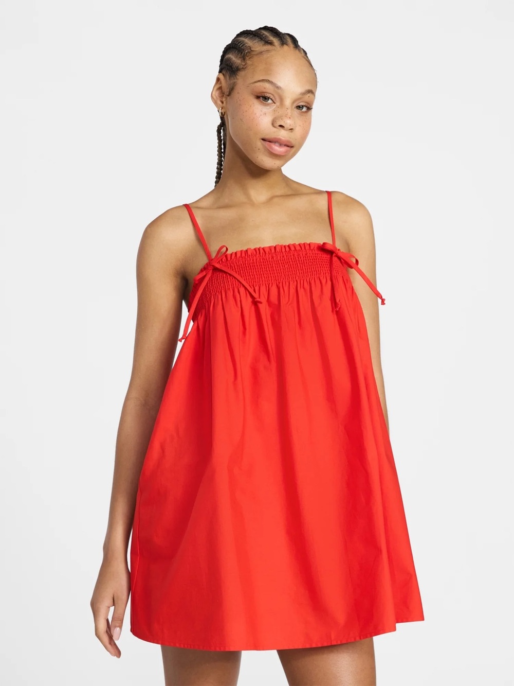No Boundaries Red Smocked Tie-Strap Sundress